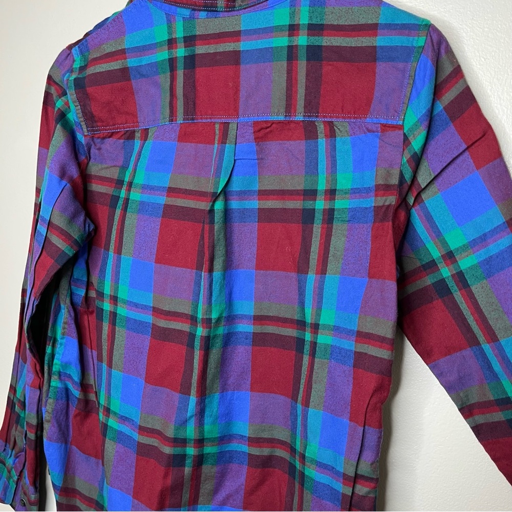 J. Crew Half Button Multi Color Plaid Checkered Long Sleeve Shirt Size Small - Picture 7 of 9